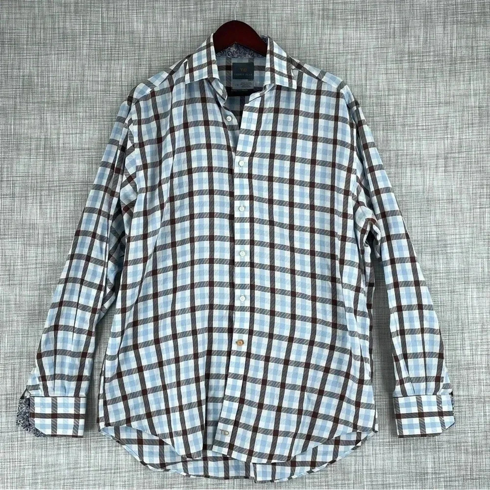 Thomas Dean shirt long sleeve button down mens Large 2671 - Picture 1 of 7